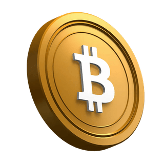 Moneda de Bitcoin (BTC) colocada en ángulo dentro del diseño de la sección de presentación