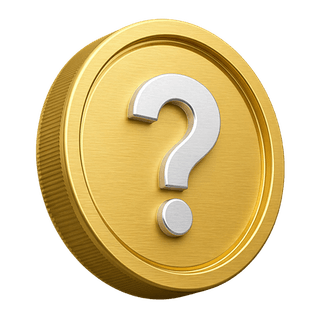 Moneda decorativa de oro en 3D con un signo de interrogación en la página de preguntas frecuentes